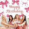 15x8ft Pink Bow Birthday Backdrop for Girls Women Pink Birthday Party Photography Background Bow Theme Happy Birthday Banner Decorations Portraits Photo Studio Props view 3
