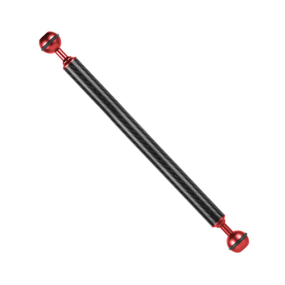 Yornimir Carbon Fiber Underwater Float Arm, 1-inch Dual Ball Buoyancy Arm for Underwater Camera Tray, Video Light & Strobe for Scuba Diving Photography & Videography (Red, 12 inches)