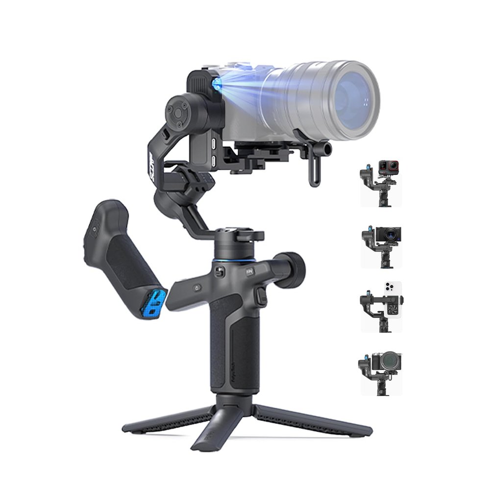 FeiyuTech SCORP Mini 3 Pro Camera Gimbal with AI Tracker,Detachable Remote Handle All in One Camera Stabilizer,for Sony/Canon/Nikon/Gopro11/DJI Action 5 pro/iPhone 16,Payload 4.4lbs,Bluetooth Control
