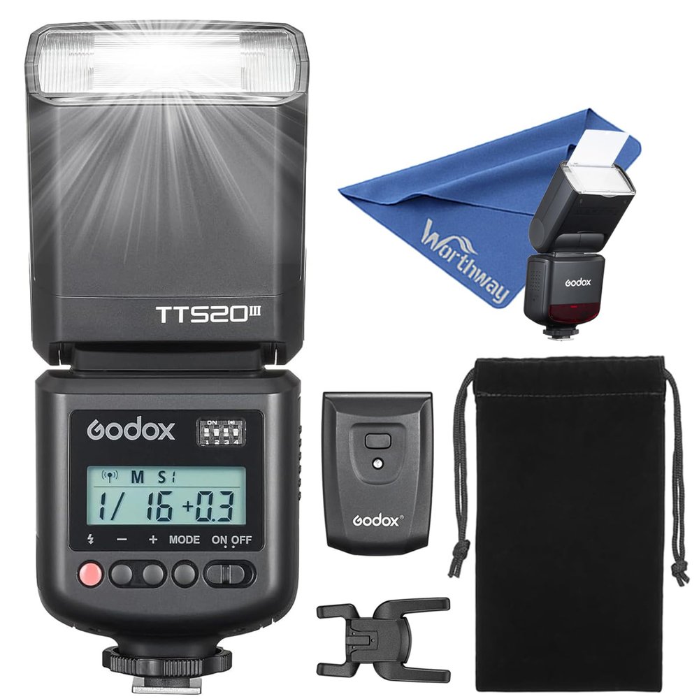 Godox TT520III Universal Hot Shoe Flash - Manual Flash with RT-16 Wireless Transmitter,Compatible for Canon Nikon Sony Pentax Olympus Fuji Panasonic Camera(GODOX TT520II Upgraded Version)
