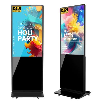 SIOXCFZ 37-inch Digital Signage Display, 2K FHD LCD Screen Indoor Floor Standing Kiosk Stand, Auto Media Android OS Display Advertising Player Poster with Remote Control, HDMI/WiFi/USB