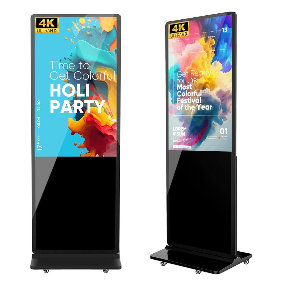 SIOXCFZ 37-inch Digital Signage Display, 2K FHD LCD Screen Indoor Floor Standing Kiosk Stand, Auto Media Android OS Display Advertising Player Poster with Remote Control, HDMI/WiFi/USB