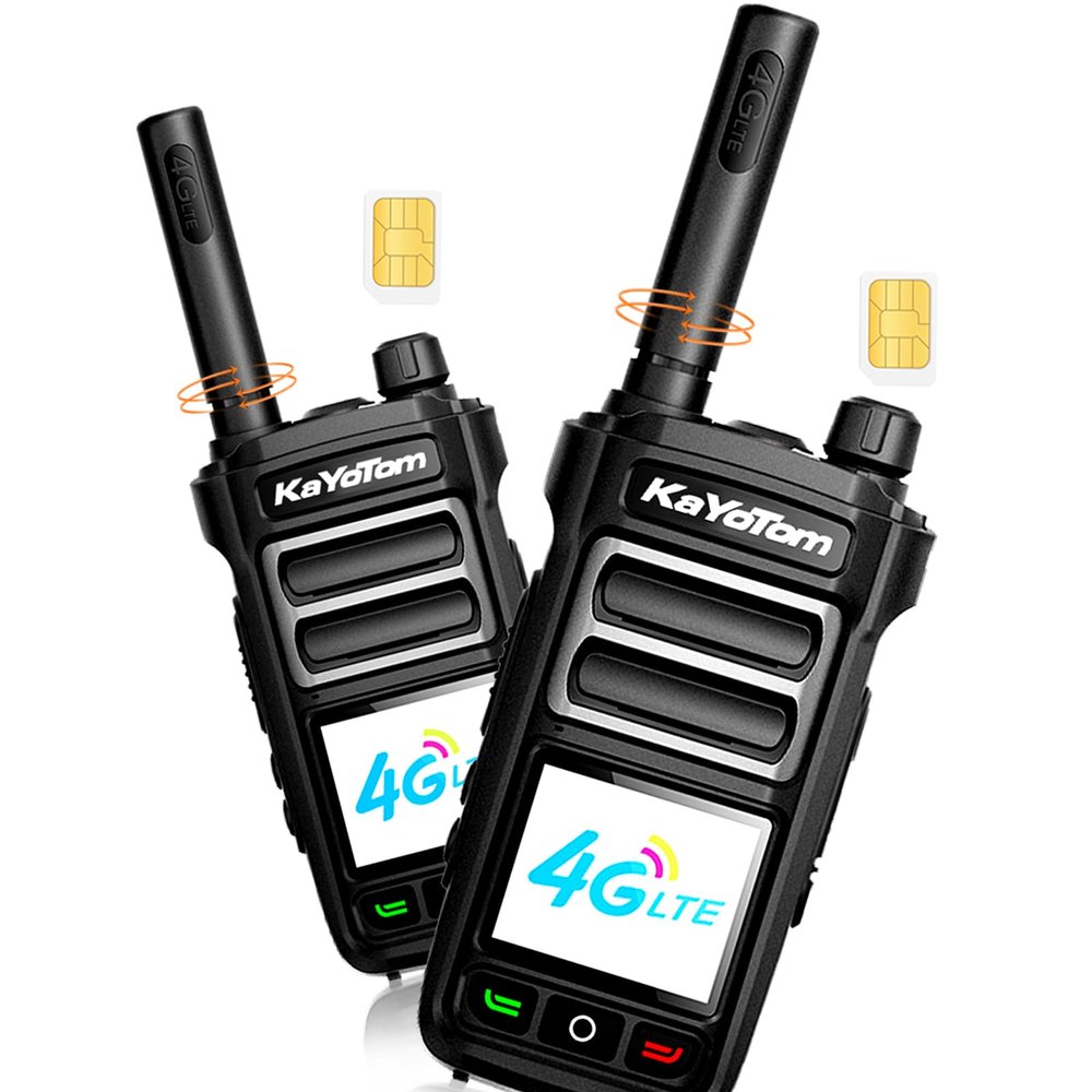 Global Radios Unlimited Range Walkie Talkies Nationwide PTT Walkie-Talkie Long Distance 4G PoC LTE Two Way Radio Long Range for,Hotel,Event Staff Management,No Monthly Fee (2Pcs with SIM)
