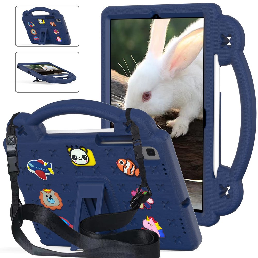 AKABEILA Compatible with Samsung Galaxy Tab A7 10.4 (2020/2022)/Tab S6 10.5(2019)/Tab S5e 10.5 inch(2019)/Tab S6 Lite 2020/2022 10.4 Tablet Case, Shoulder Strap & Pen Tray for Girl Kid Gift Navy Blue