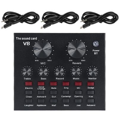 BESPORTBLE 1Set Professional Live Sound Card with Adjustable Volume Intelligent Noise Reduction Sound Effects for Streaming Recording Podcasting and Karaoke