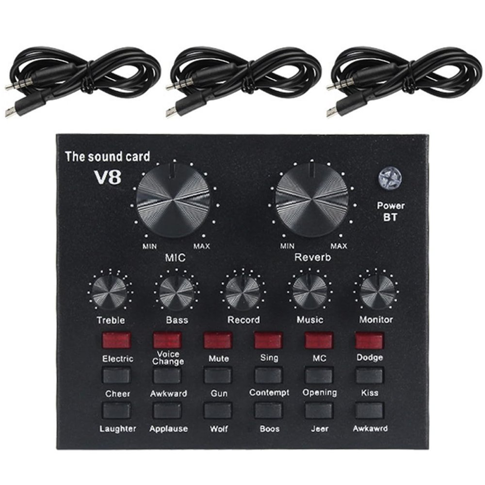 BESPORTBLE 1Set Professional Live Sound Card with Adjustable Volume Intelligent Noise Reduction Sound Effects for Streaming Recording Podcasting and Karaoke