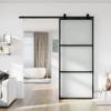 24 x 84 in Metal and Glass Sliding Barn Door with Installation Hardware Kit (Soft-Close Included) view 2