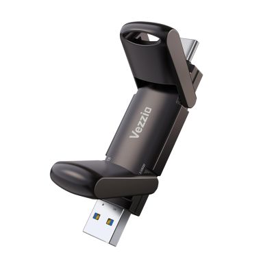 SSD Vezzio USB Flash Drive Speed up to 1000MB/s, USB 3.2 Gen2+Type C Dual Port Portable SSD, External Solid State Drives for iPhone 17,16, 15 Series/MacBook/Android Phone/Audio