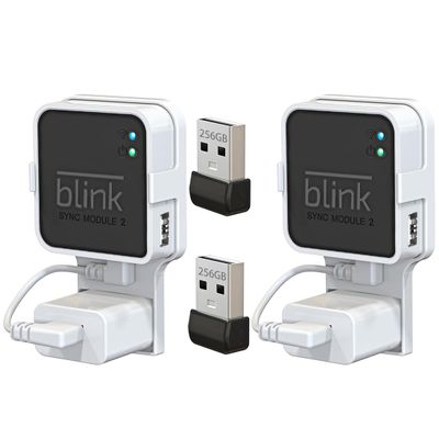 256GB Blink USB Flash Drive, with Outlet Mount Compatible with Blink Sync Module 2, Space-Saving Mount Bracket Holder for Blink Outdoor/Indoor Security System (Sync Module 2 is NOT Included),2Pack