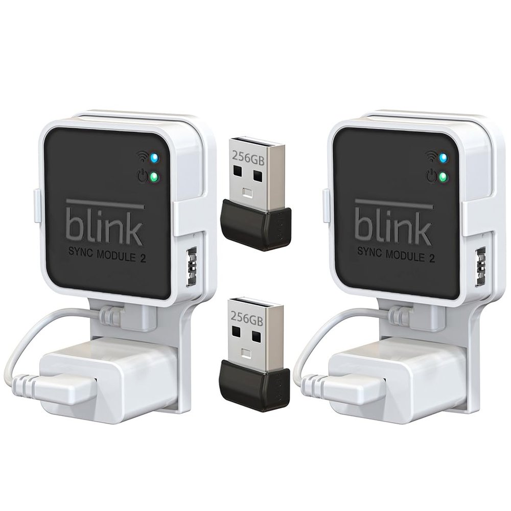 256GB Blink USB Flash Drive, with Outlet Mount Compatible with Blink Sync Module 2, Space-Saving Mount Bracket Holder for Blink Outdoor/Indoor Security System (Sync Module 2 is NOT Included),2Pack