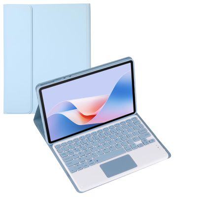 Keyboard Case for Lenovo Tab M10 Plus 3rd Gen 2022 10.6inch Tablet, Wireless Keyboard Multi Angle Bracket Protective Cover and Mouse, PU Soft Silicon Border (Blue,TouchPad)