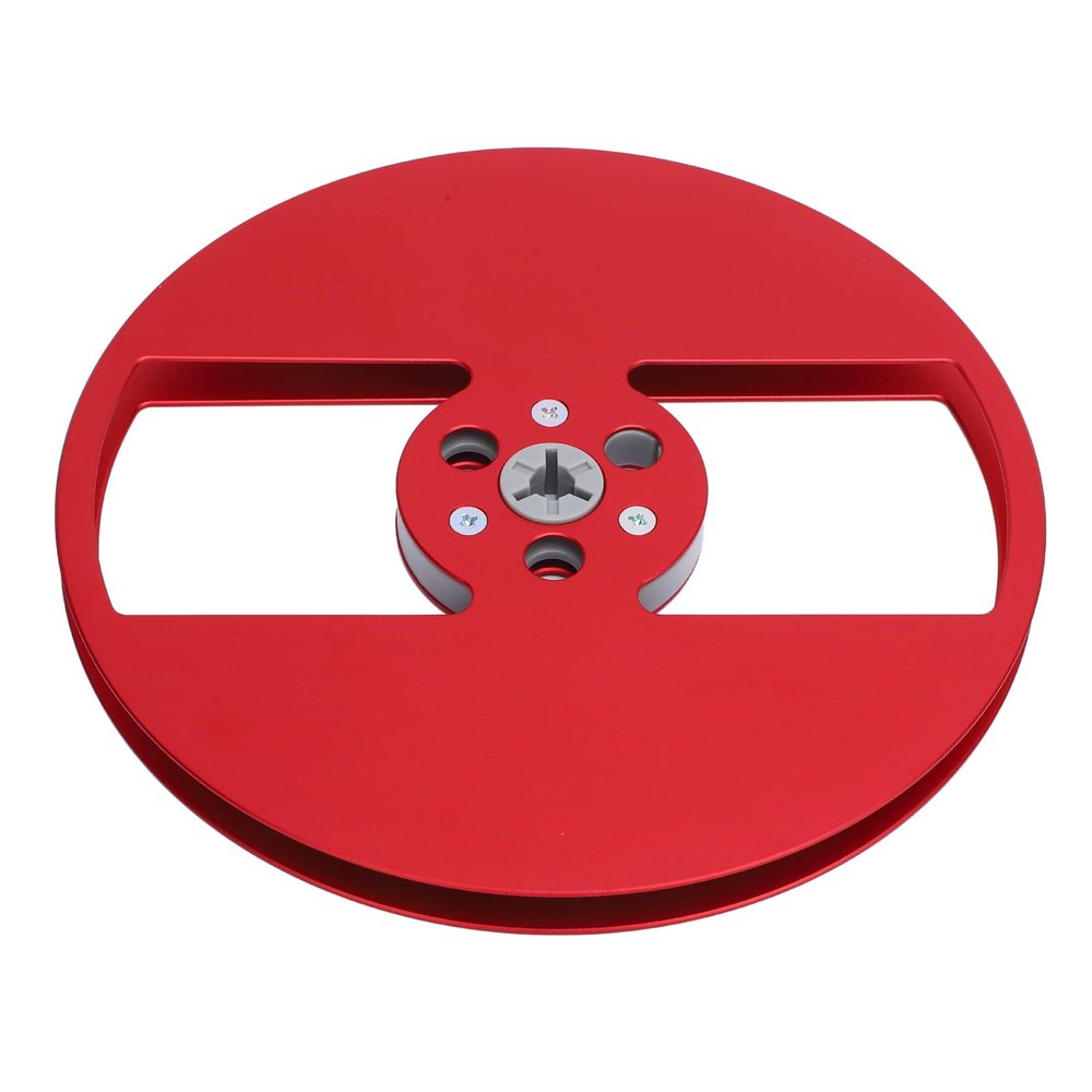 CHEOTIME 1/4 7 Inch Empty Tape Reel, 2 Holes 7inch Open Reel Sound Tape Empty Reel, Aluminum Alloy Universal for Reel to Reel Tape Player (Red)