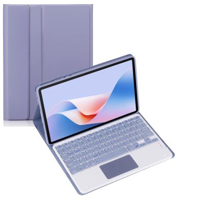 Keyboard Case for Lenovo Tab M10 5G 10.6 inch TB360ZU 2023 Tablet, Wireless Keyboard Multi Angle Bracket Protective Cover and Mouse, PU Soft Silicon Border (Purple,TouchPad)