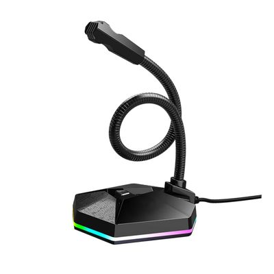 Toddmomy 1pc Bendable USB Microphone RGB Lighting Portable Desktop Mic for Voice Chat Video Conferencing and Gaming Compatible Home Office and Streaming Applications Black