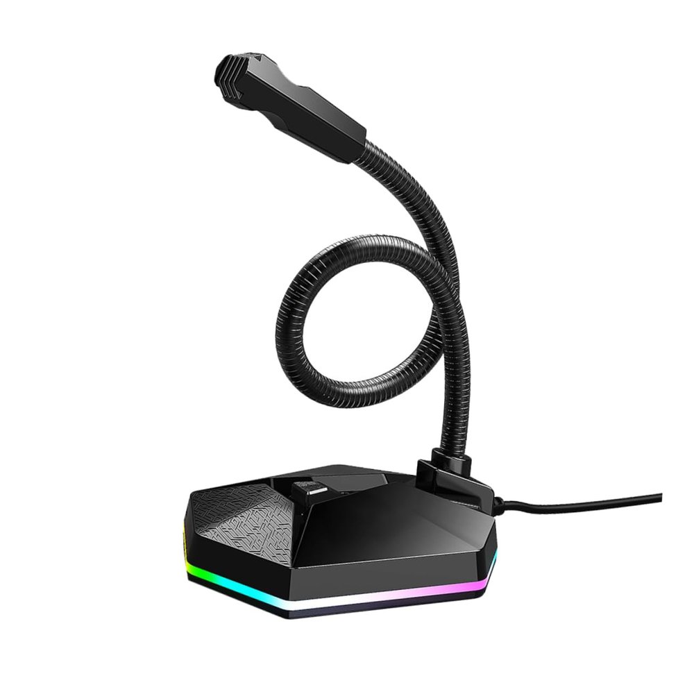 Toddmomy 1pc Bendable USB Microphone RGB Lighting Portable Desktop Mic for Voice Chat Video Conferencing and Gaming Compatible Home Office and Streaming Applications Black