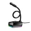 Toddmomy 1pc Bendable USB Microphone RGB Lighting Portable Desktop Mic for Voice Chat Video Conferencing and Gaming Compatible Home Office and Streaming Applications Black view 1