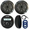 Kicker 46KMC2 Marine Bluetooth All-Weather AM/FM USB/AUX Gauge Style Media Center Receiver W/Black Cover, 2X 6.5 195 Watt Max Power Coaxial Speakers W/Grilles, Radio Antenna, 3X 20 Feet Speaker Wire view 1