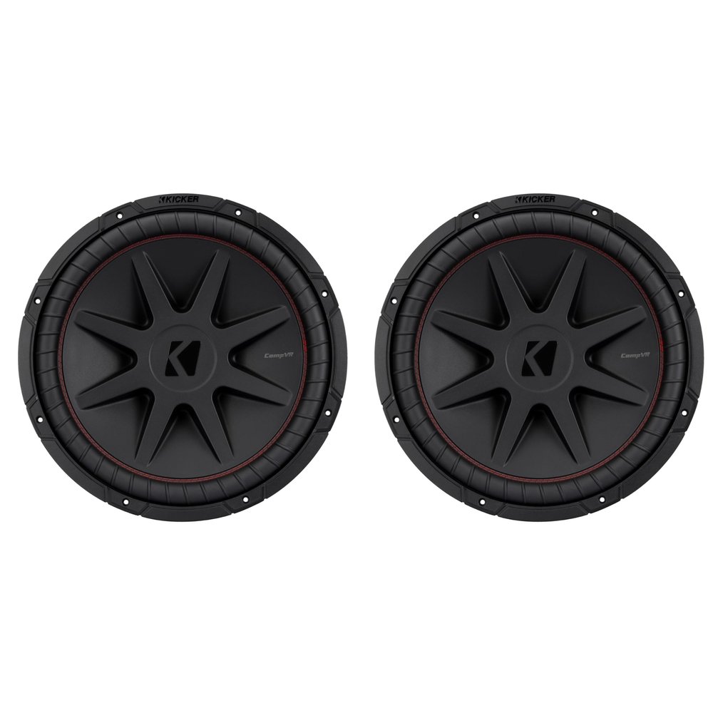 Kicker 52CVR15 CompVR 15-Inch (380mm) Subwoofer, 2-Ohm DVC Bundle