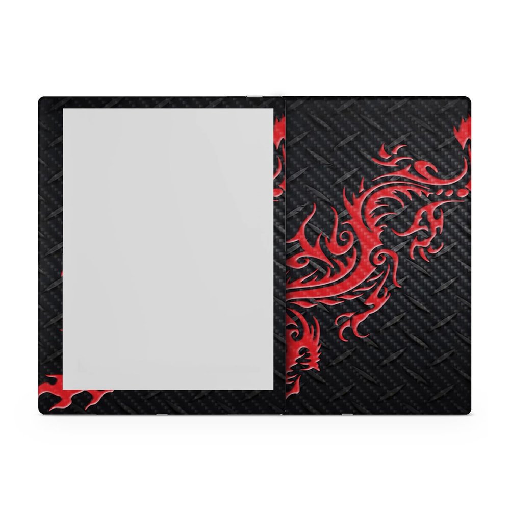 Carbon Fiber Tablet Skin Compatible with BOOX Go 10.3 (2024) - Red Dragon - Premium 3M Vinyl Protective Wrap Decal Cover - Easy to Apply | Crafted in The USA by MightySkins