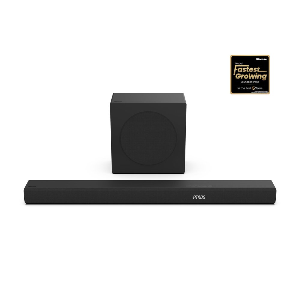 Hisense AX3100Q 3.1Ch Sound Bar with Wireless Subwoofer, Dolby Atmos, DTS:X, Bluetooth 5.3, Roku TV Ready, HDMI/AUX/ARC/Optical/USB, EzPlay, 7 EQ Modes