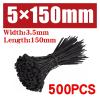 500/1000PCS Self-Locking Plastic Nylon Tie Black Zip Wraps Strap Nylon Cable Tie Set Fastening Ring Loop Wire Wrap(3.5x150mm (500pcs)) view 2