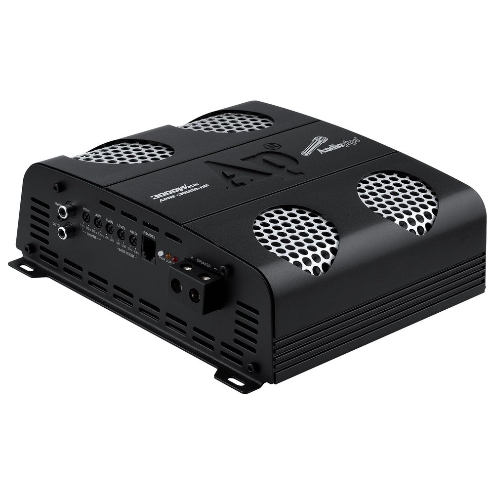 Audiopipe 3000 Watts Full Range Class D Mosfet Amplifier (APHF-3000D-H2), 4-Point Protection System, 2 Ohm, BTL Mode, Remote Bass Control Knob