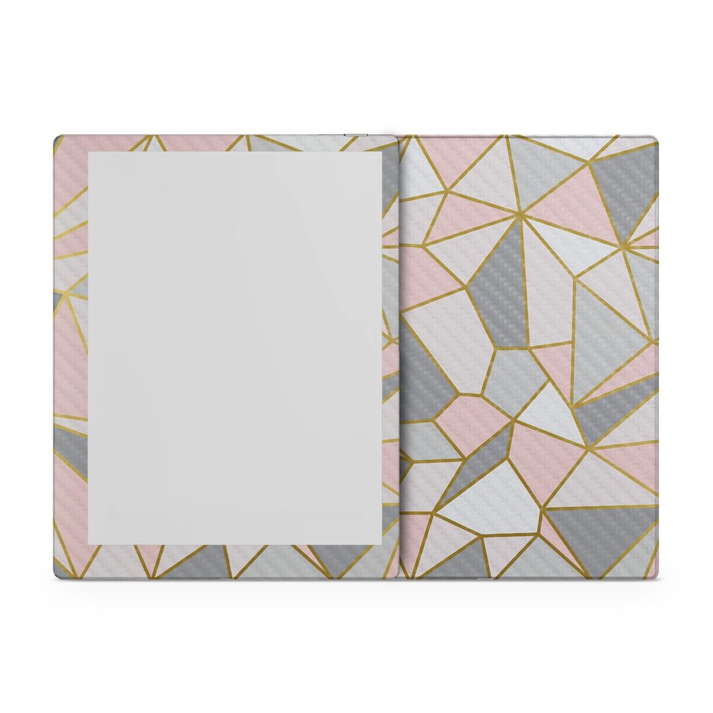 Carbon Fiber Tablet Skin Compatible with BOOX Go 10.3 (2024) - Rose Gold Polygon - Premium 3M Vinyl Protective Wrap Decal Cover - Easy to Apply | Crafted in The USA by MightySkins
