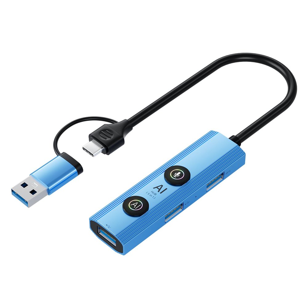 5-in-1 USB Type C Hub, USB-A Hub, Voice Control & AI Tools Universal Compatibility for Laptops/Desktops/Tablets (Windows/macOS/Android)