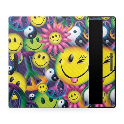 Carbon Fiber Tablet Skin Compatible with BOOX Go Color 7 (2024) - Peace Smile - Premium 3M Vinyl Protective Wrap Decal Cover - Easy to Apply | Crafted in The USA by MightySkins