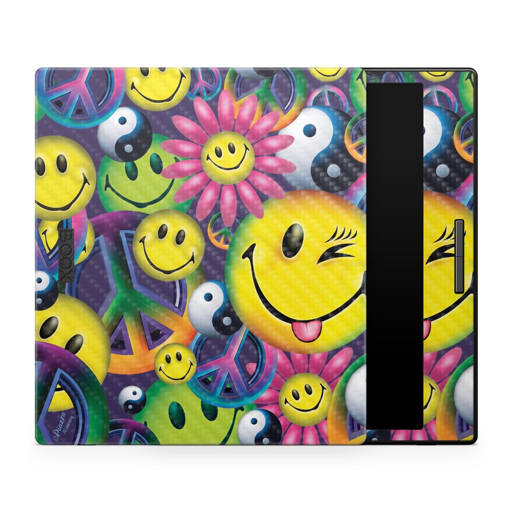 Carbon Fiber Tablet Skin Compatible with BOOX Go Color 7 (2024) - Peace Smile - Premium 3M Vinyl Protective Wrap Decal Cover - Easy to Apply | Crafted in The USA by MightySkins