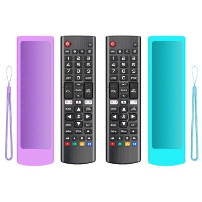 (2+2 Packs) Replacement Remote Control No Setup Fit LG TV Remote with Anti-Lost Soft Protective Silicone Cover Case Blue & Purple, Universal for LG All Smart LCD LED HDTV UHD OLED 3D 4K TVs