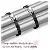100pcs Stainless Steel Cable Ties Metal Self-Locking Fastening Straps Black Heavy Duty Cable Wire Tie Exhaust Wrap Rings(20x0.46cm) view 4