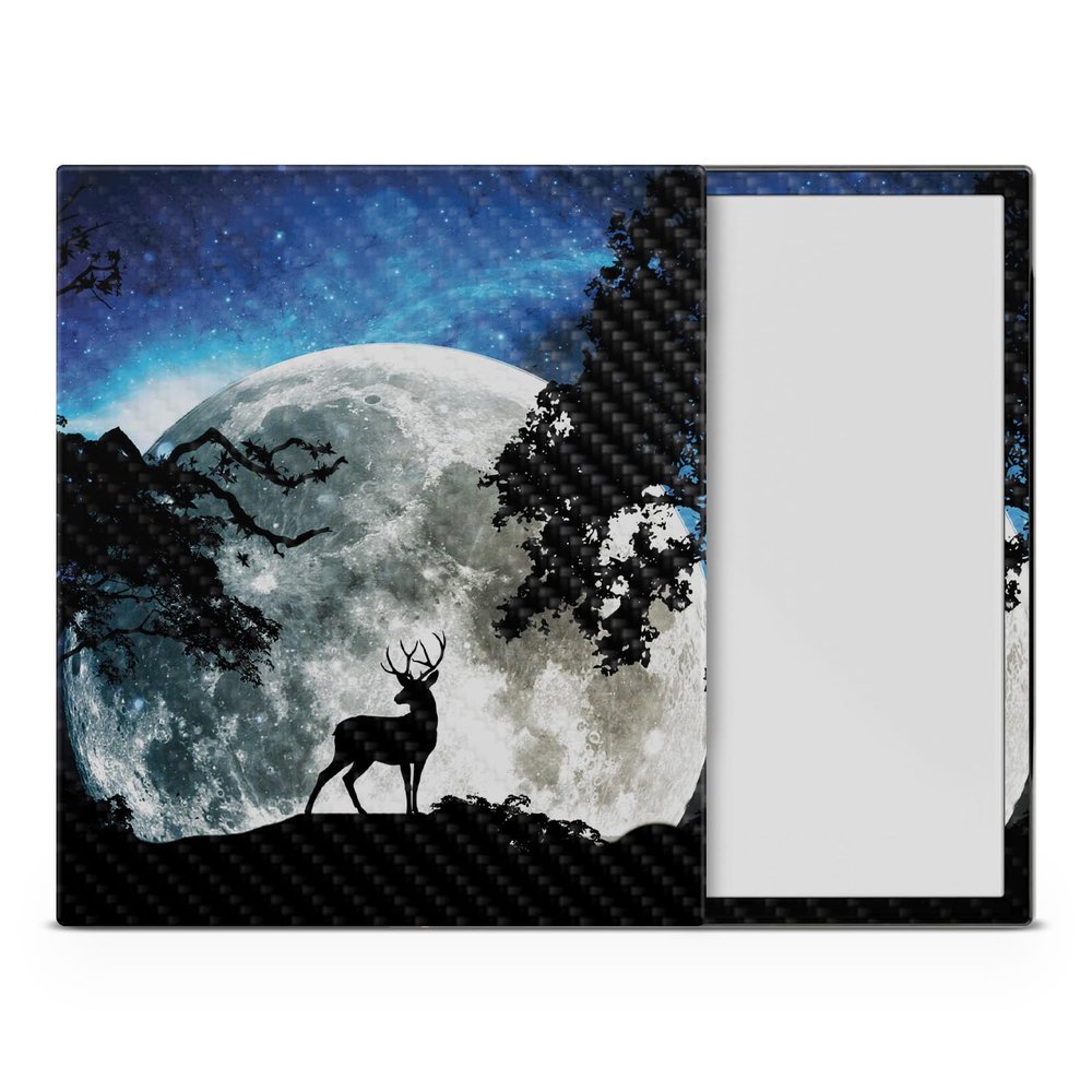 Carbon Fiber Tablet Skin Compatible with BOOX Note Air4 C (2024) - Moonlight Deer - Premium 3M Vinyl Protective Wrap Decal Cover - Easy to Apply | Crafted in The USA by MightySkins