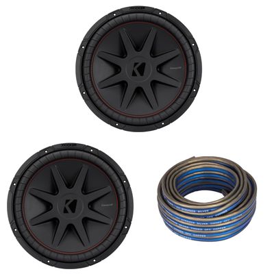 Kicker (2) 52CompVR 15-Inch (38cm) Subwoofers, DVC, 2-Ohm w/Speaker Wire Bundle