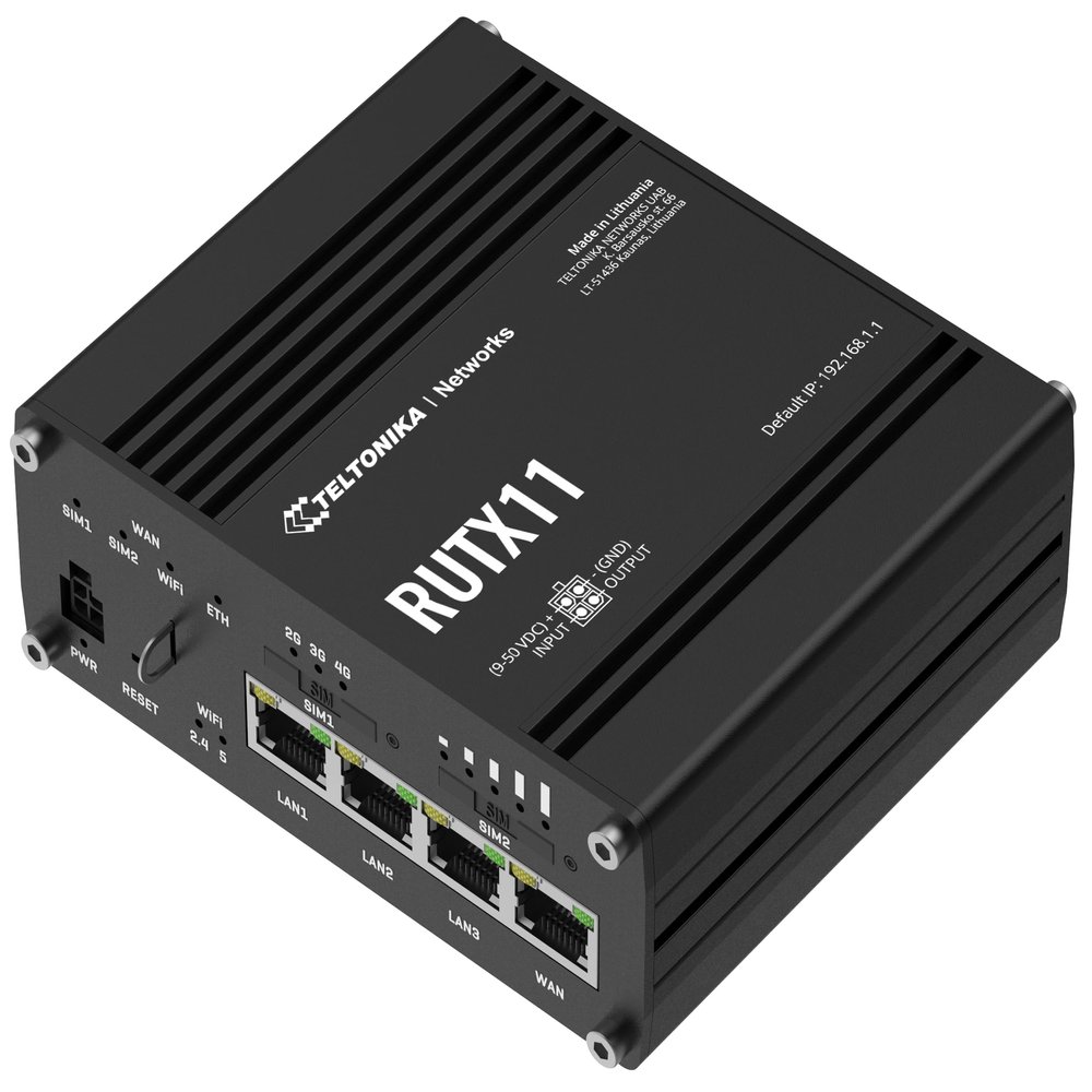Teltonika RUTX11 Industrial 4G LTE Router - Dual SIM, Gigabit Ethernet, Dual-Band WiFi, VPN & RMS Support (RUTX11100400)