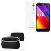 BoxWave Case Compatible with ASUS Zenfone 2E - SoftSuit with Pocket, Soft Pouch Neoprene Cover Sleeve Zipper Pocket - Jet Black with Grey Trim view 1