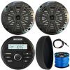 KICKER 46KMC2 Marine Bluetooth All-Weather AM/FM USB/AUX Gauge Style Media Center Receiver W/Black Cover, 2X 6.5 195W Max Power Coaxial Speaker W/Charcoal Grille, Radio Antenna, 50 Feet Speaker Wire view 1