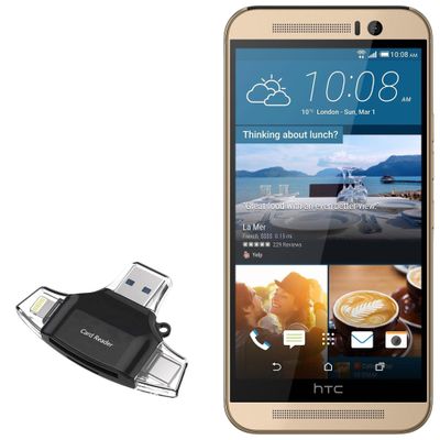 BoxWave Smart Gadget Compatible with HTC One (M9e) - AllReader SD Card Reader, microSD Card Reader SD Compact USB - Jet Black
