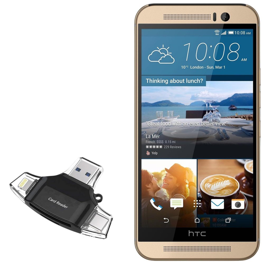 BoxWave Smart Gadget Compatible with HTC One (M9e) - AllReader SD Card Reader, microSD Card Reader SD Compact USB - Jet Black