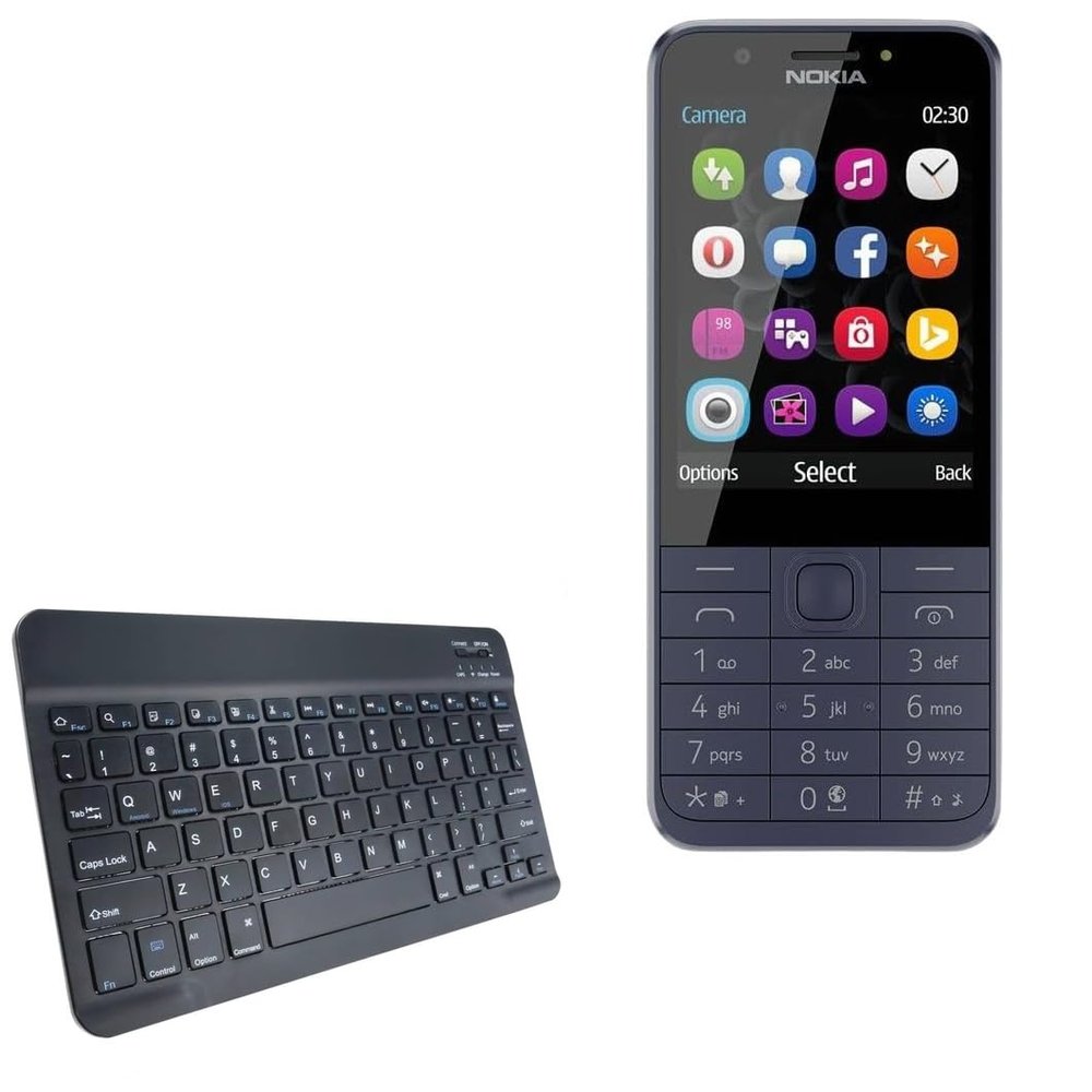 BoxWave Keyboard Compatible with Nokia 230 Dual SIM - SlimKeys Bluetooth Keyboard, Portable Thin with Chiclet-Style Keys - Jet Black
