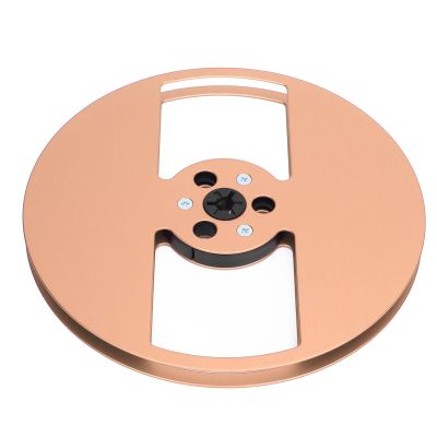 CHEOTIME Empty Tape Reel, 7 Inch Aluminum Alloy Open Reel Sound Tape Empty Reel with 2 Holes for 1/4 Inch Reel to Reel Tape Players Recording Deck (Golden)