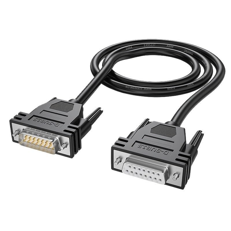 YWZBQL Wen ST 5M DB15 Male to Male Cable Cord Black M/M Cable 26AWG Copper D-SUB15PIN Connector 20feet /6M Computer Cables & Connectors(3m,Male to Female)