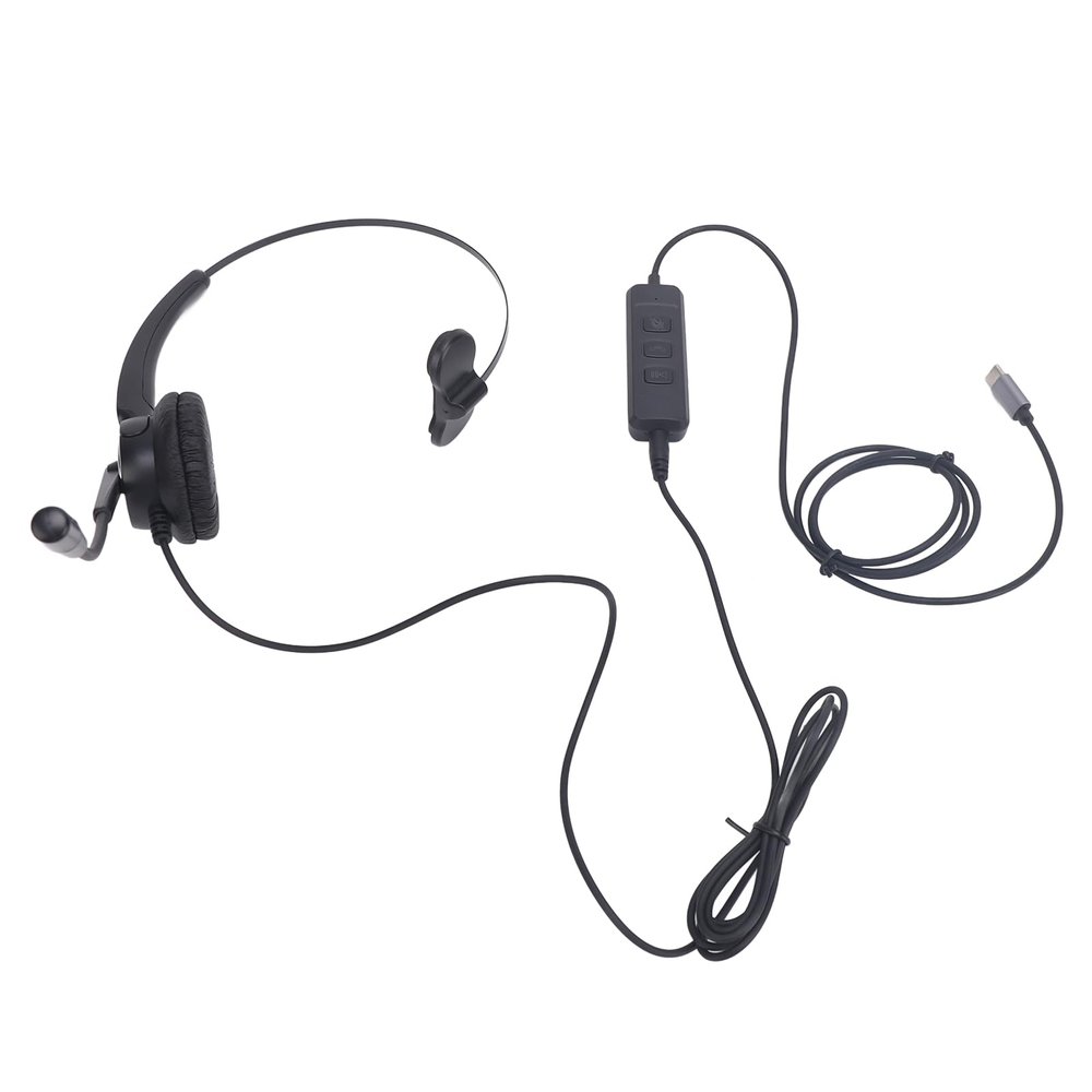 ASHATA Phone Headsets for Office Phones Wired Headset with Noise Cancelling Microphone, Single Ear Office VoIP Headset for PC Laptop Tablet Support USB C to USB 3.5mm Connector
