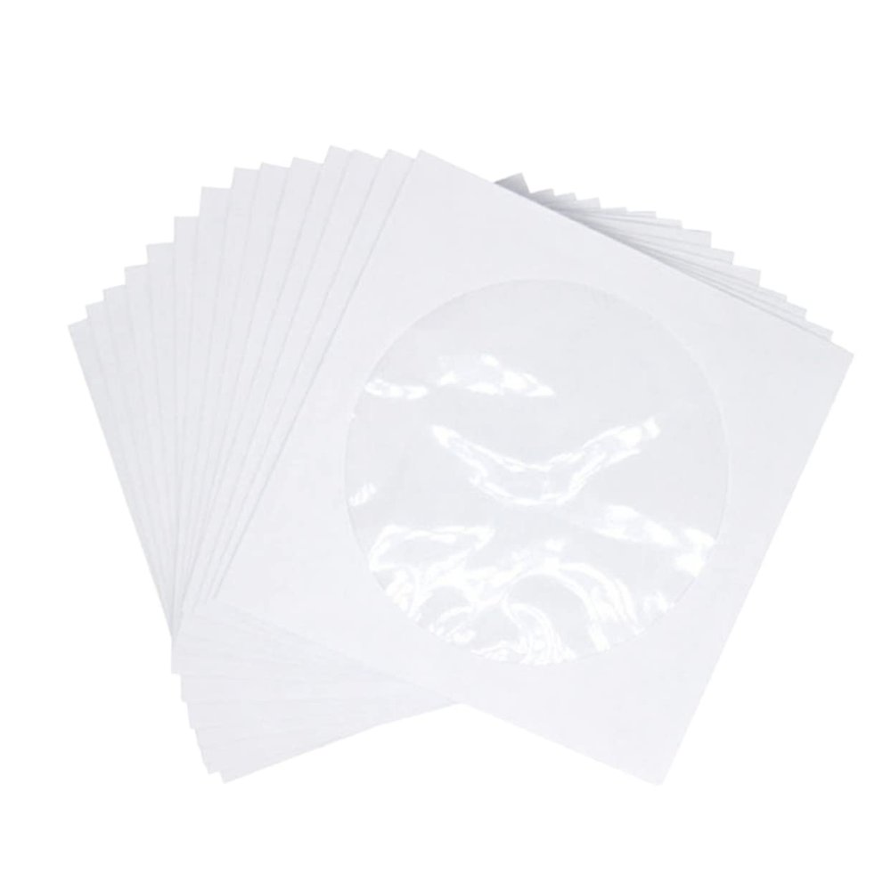 Holibanna 100pcs Cd Paper Storage Bags Transparent Window Dvd Organizer for Home Cinema Portable White Case for Access and Transport