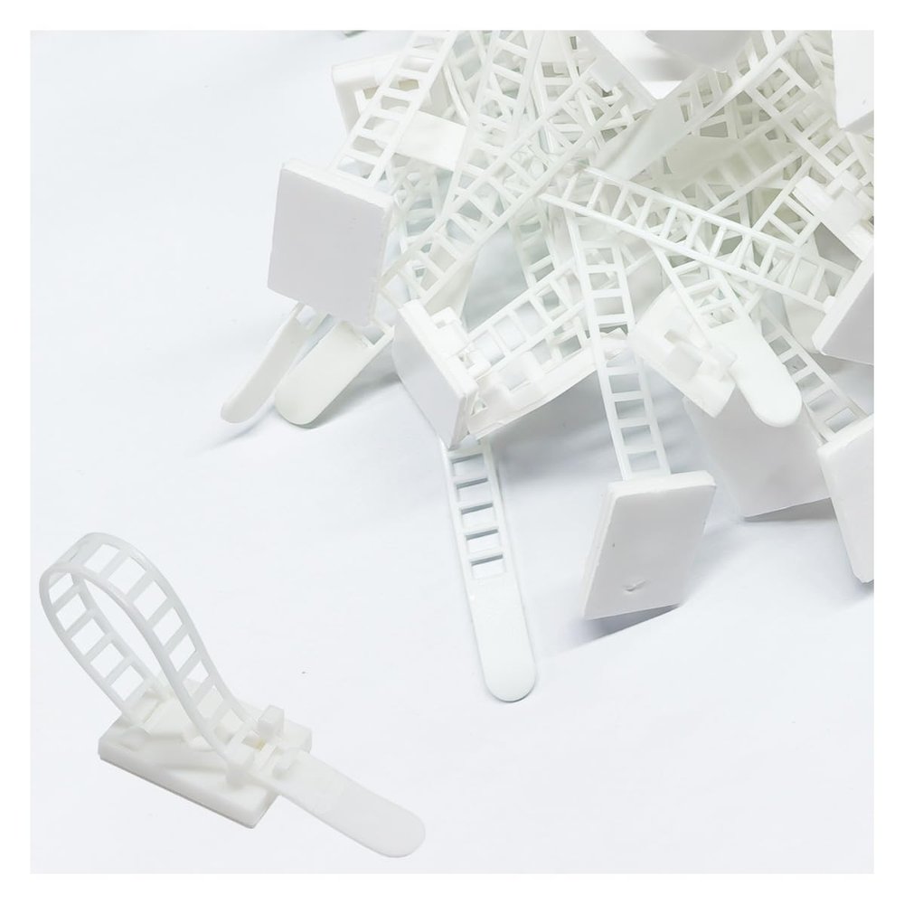 ZIMISI 100PCS Adhesive Cable Management Clips, Nylon Cord Organizer, Adjustable Cable Clips, Phone Charger Wire Management Straps, Universal Cord Holder for Car, Office, Wall, Under Desk (White)