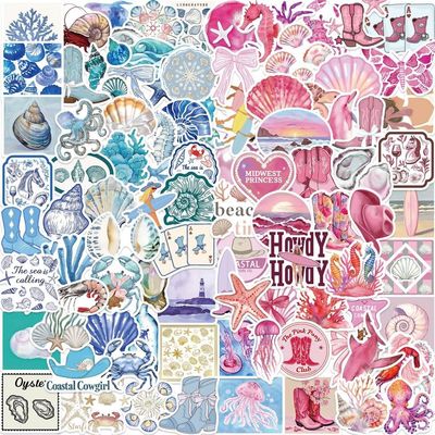 100PCS Ocean Beach Aesthetics Stickers,Waterproof Decals for Bumper Water Bottles Laptops Computer Skateboard Scrapbooking