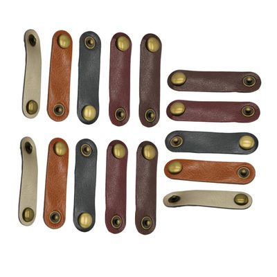 DIYEAH 15pcs Leather Cable Organizer Straps for Home Office and Travel Practical Wire Fixing Clips for Headphone and Data Cables