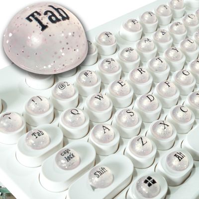 128 Pcs Keyboard Keys Gap Expander for Long Nails Typing and Gaming, Full Self-Adhesive Symbolic and Alphanumeric Silicone Keys for Keyboards and Laptops (Hemisphere-Pink)