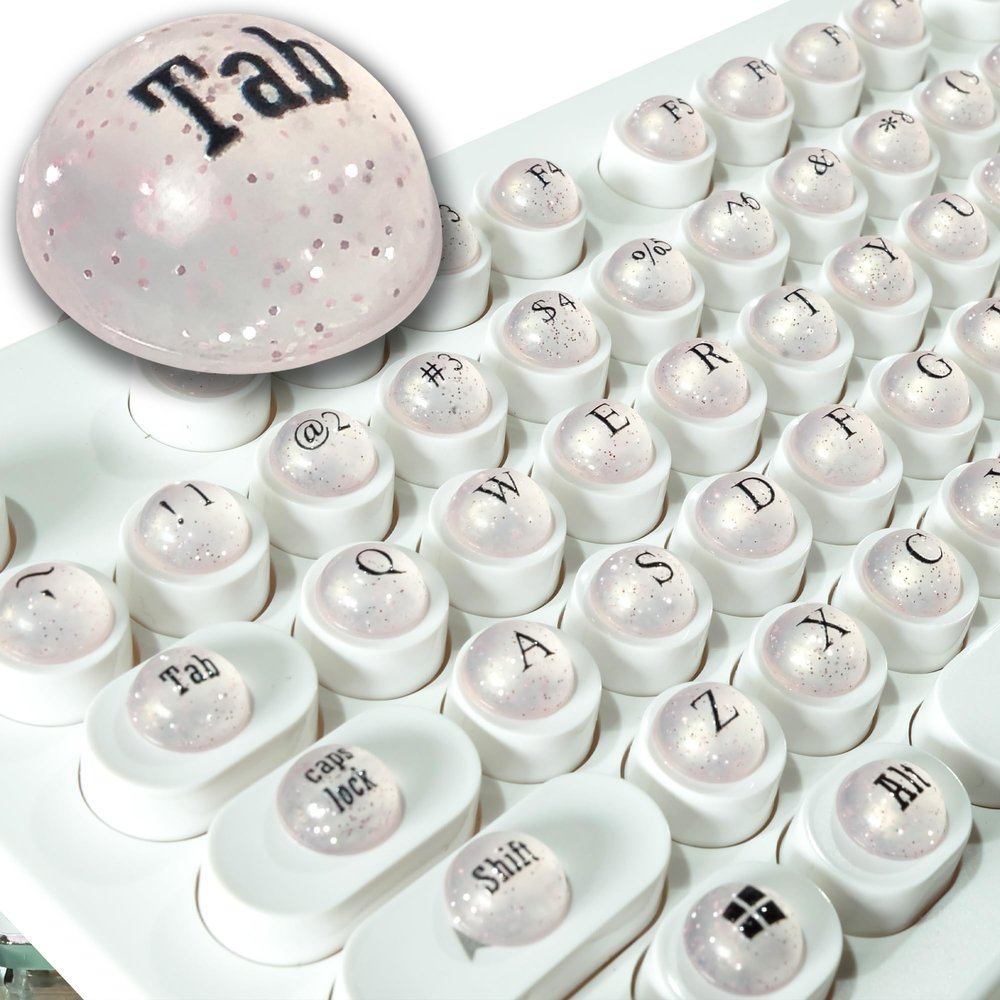 128 Pcs Keyboard Keys Gap Expander for Long Nails Typing and Gaming, Full Self-Adhesive Symbolic and Alphanumeric Silicone Keys for Keyboards and Laptops (Hemisphere-Pink)