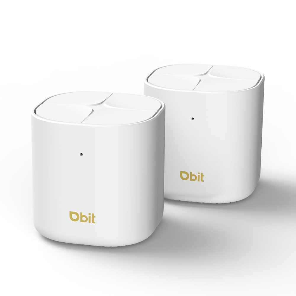 DBIT AX1800 WiFi 6 Whole Home Mesh Wi-Fi System, Dual-Band Coverage up to 4,000 sq. ft. and 150 Devices, Replaces Wireless Router and Extender, 2 Gigabit Ports per Unit, Easy Setup (D-MAX5, 2-Pack)